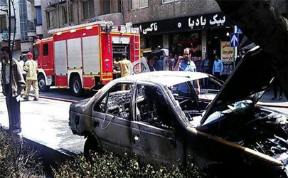 اتومبیل امین زندگانی در آتش سوخت/ عکس