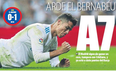 بازتاب شکست رئال مادرید مقابل بتیس درصفحه اول روزنامه های امروز اسپانیا + عکس