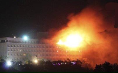تصاویر انفجار در هتل اینترکنتیننتال کابل