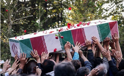 تشییع و تدفین پیکر مطهر دو شهید گمنام در بوستان گلزار منطقه 15